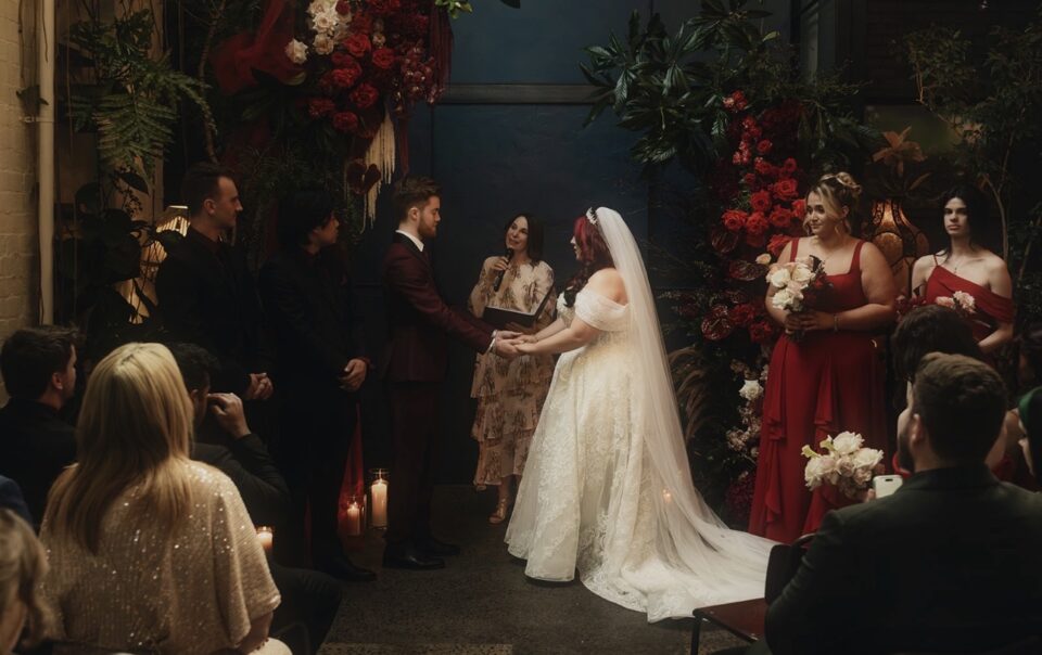 Lauchlan and Alex during their wedding ceremony at Rupert on Rupert in Collingwood