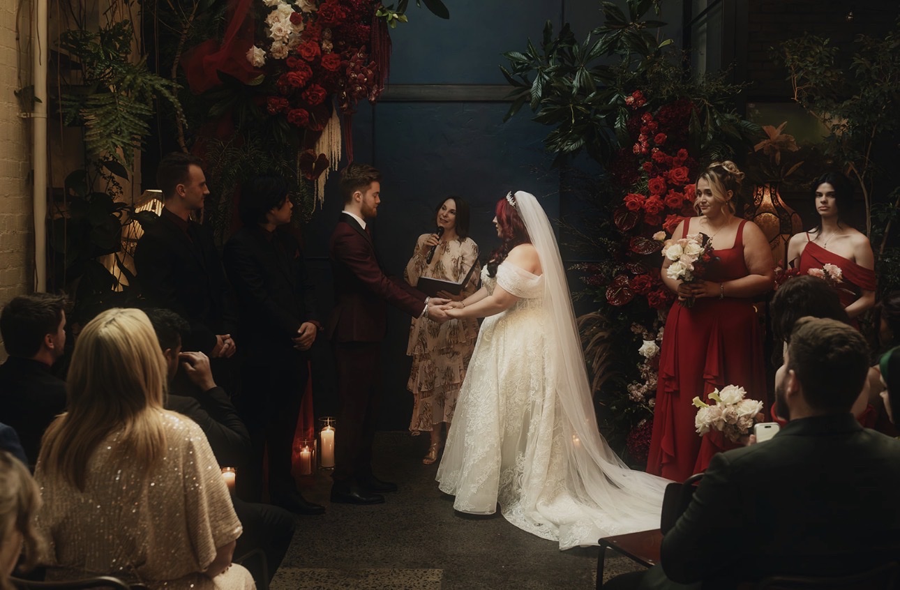 Lauchlan and Alex during their wedding ceremony at Rupert on Rupert in Collingwood