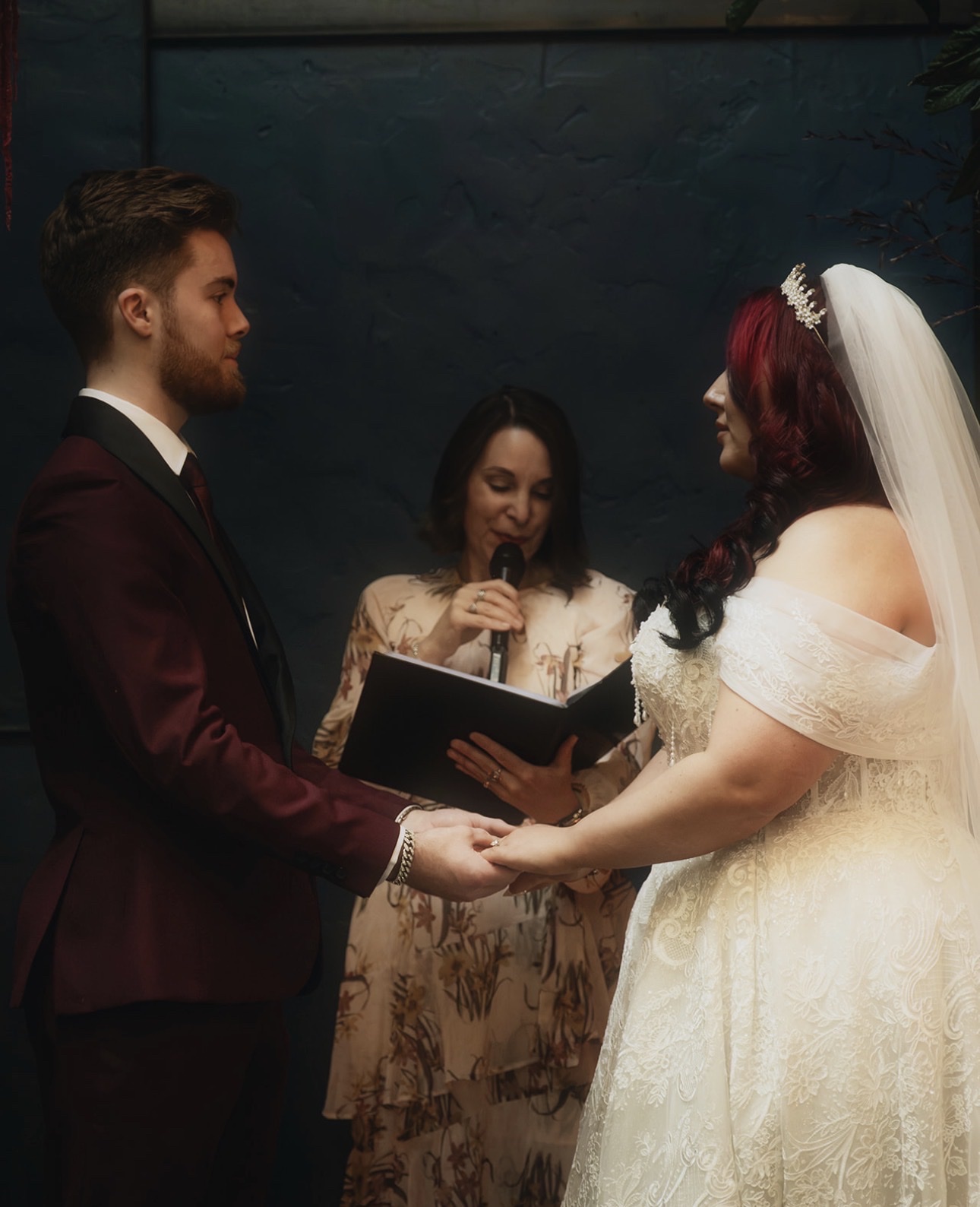 Lauchlan and Alex exchanging vows with Melbourne celebrant Charis White