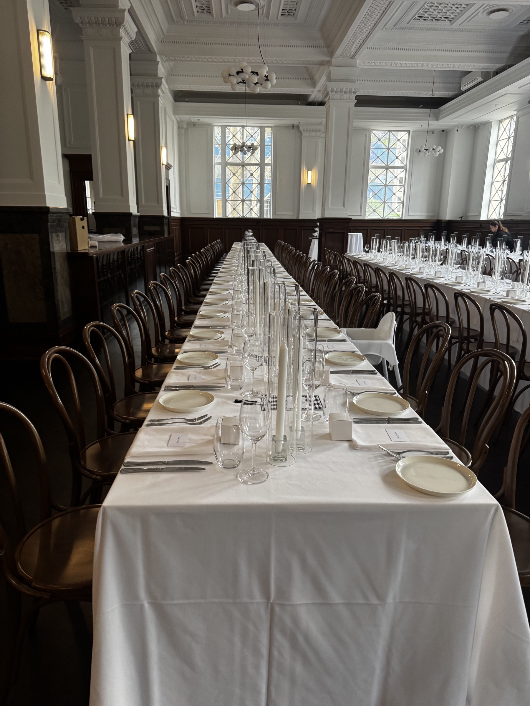Reception tables in the Grand Hall at The Trust Melbourne wedding
