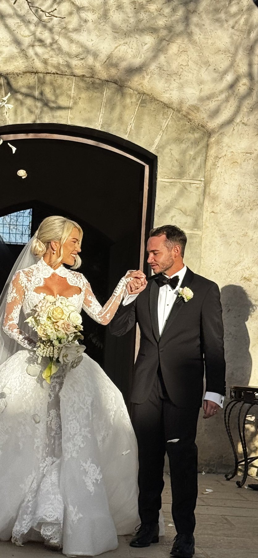 Emma and Fletcher celebrating after their Yarra Valley wedding ceremony