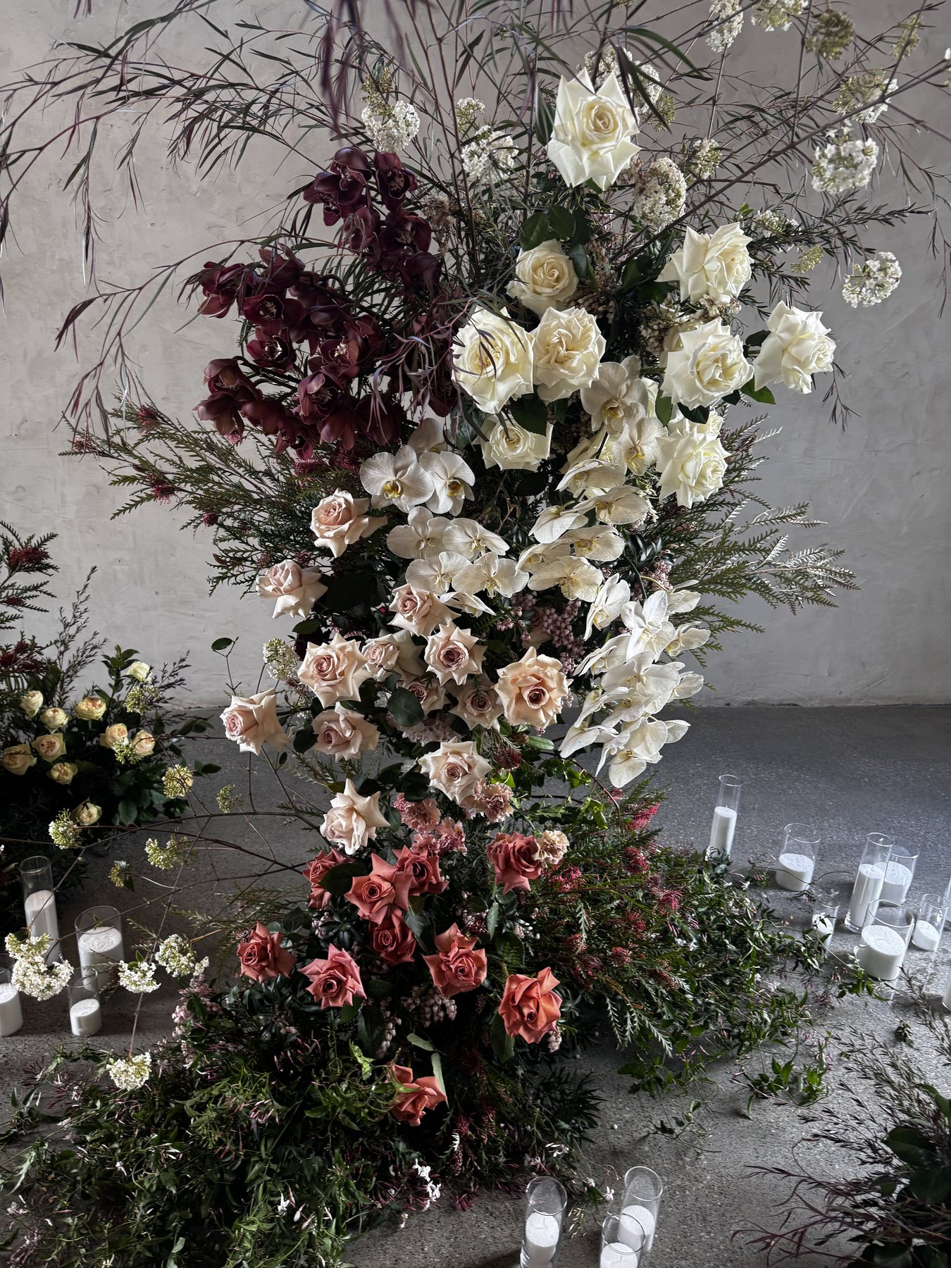 Romantic floral installation for a Yarra Valley chapel wedding